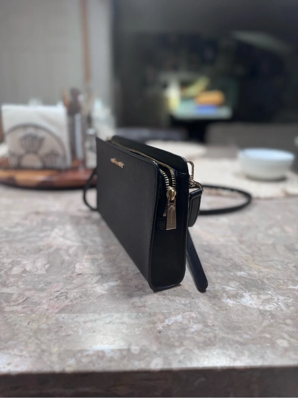 Michael Kors Black Smooth Leather Messenger Crossbody